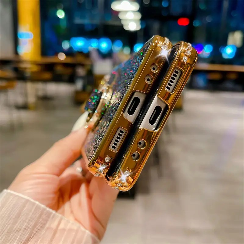 Suitable For Phone Case Ring Buckle Protective Case With Diamond Stone Pattern Inlay