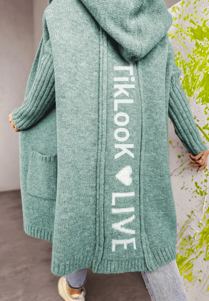 Women's Autumn And Winter Knitted Sweater Cardigan - Mint Green