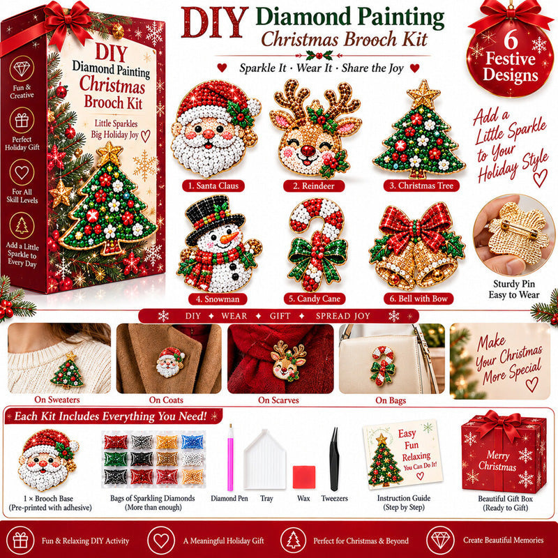 DIY Christmas Diamond Brooch Kit With 6