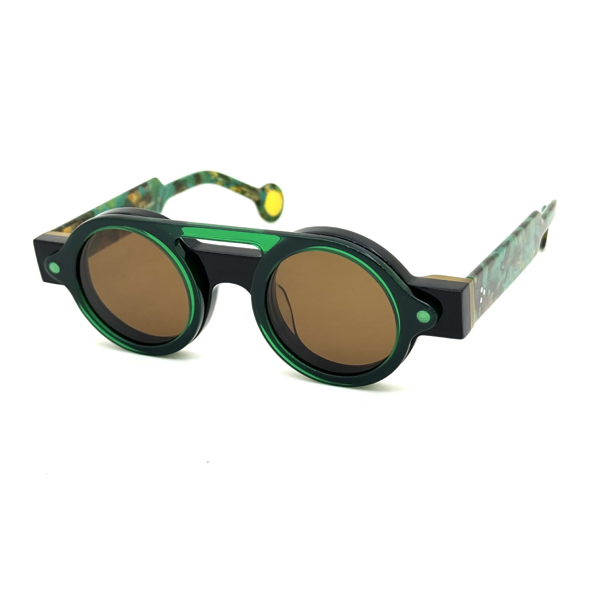 Irregular Circle In Circle Board Klein Blue Polarized Sunglasses - Image 5
