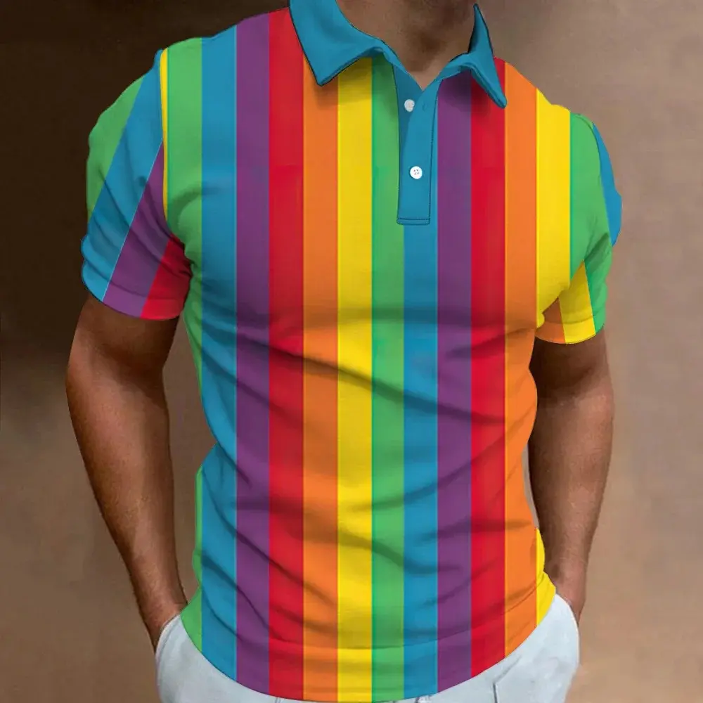 Men's 3D Rainbow Printing Summer Casual T-shirt