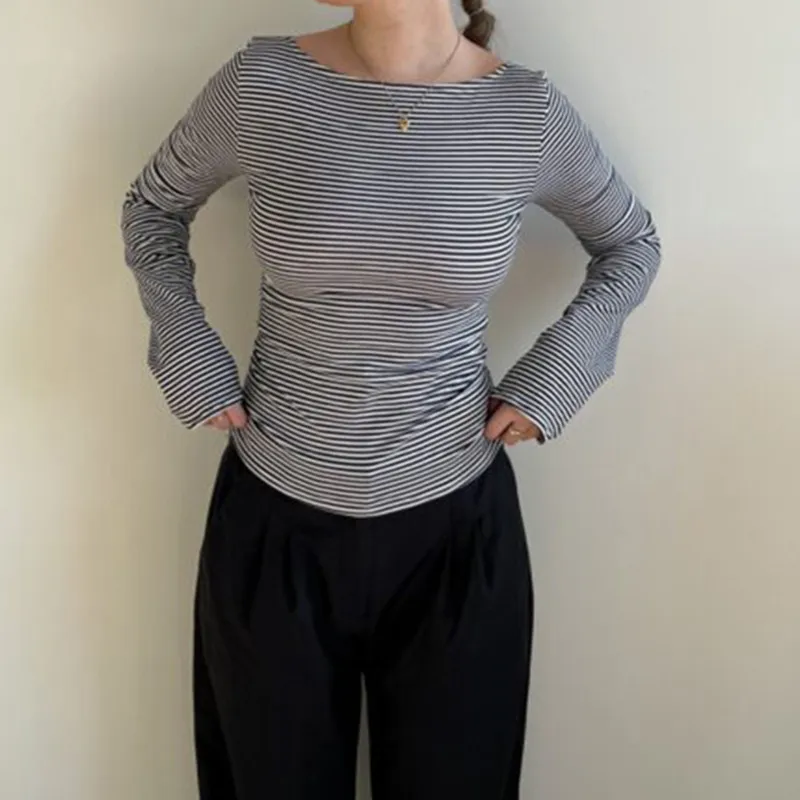 New Slim-fit Slim Backless Long-sleeved Top