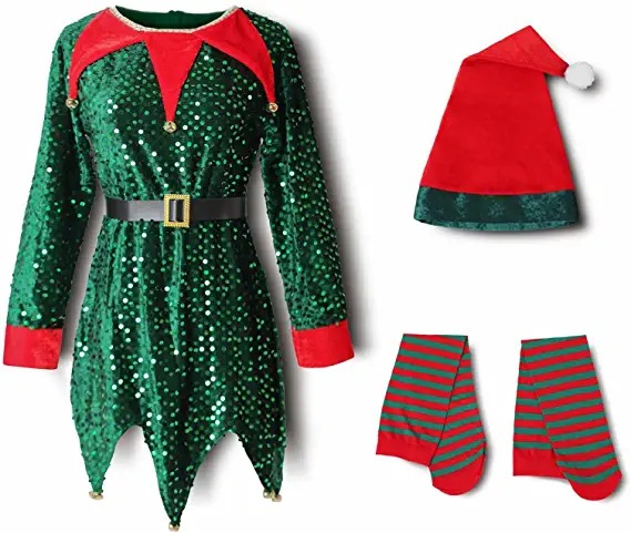 Title 4, Christmas Kids Clothes Cute Sequin Elf Costumes...