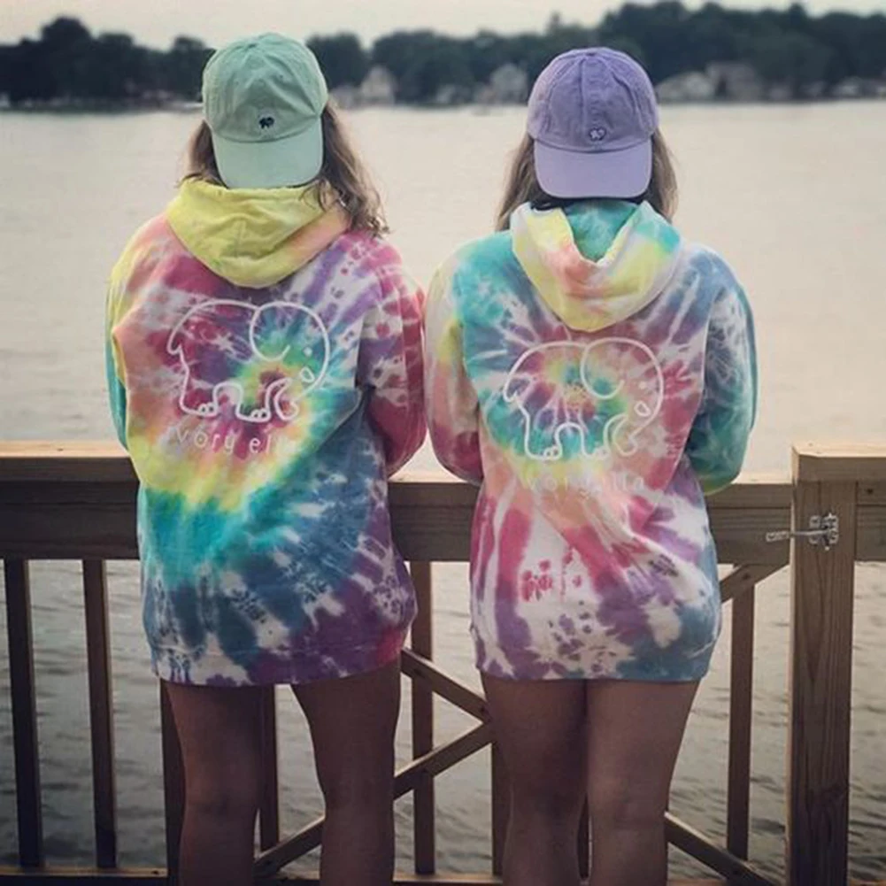 Title 3, Printed tie-dye long-sleeved hooded sweatshirt