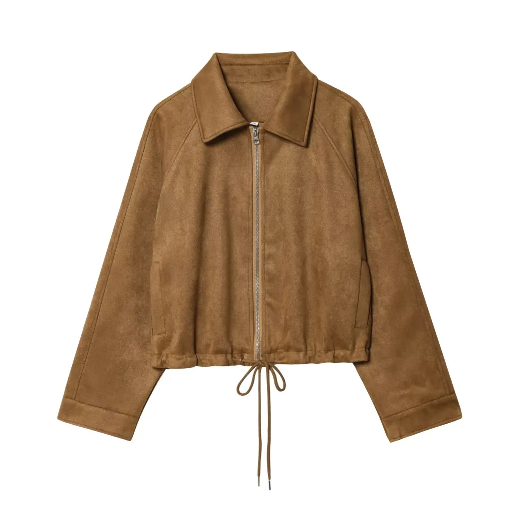 Graceful And Fashionable Women's Flannel Drawstring At Hem Jacket Coat - Flannel Coat