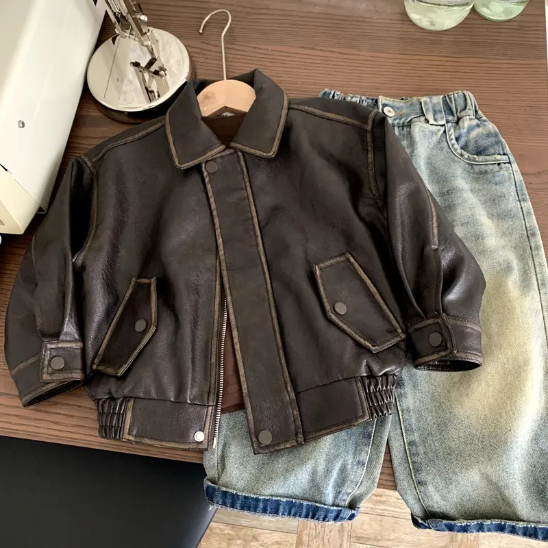 Boy's Fashion Leather Jacket Coats
