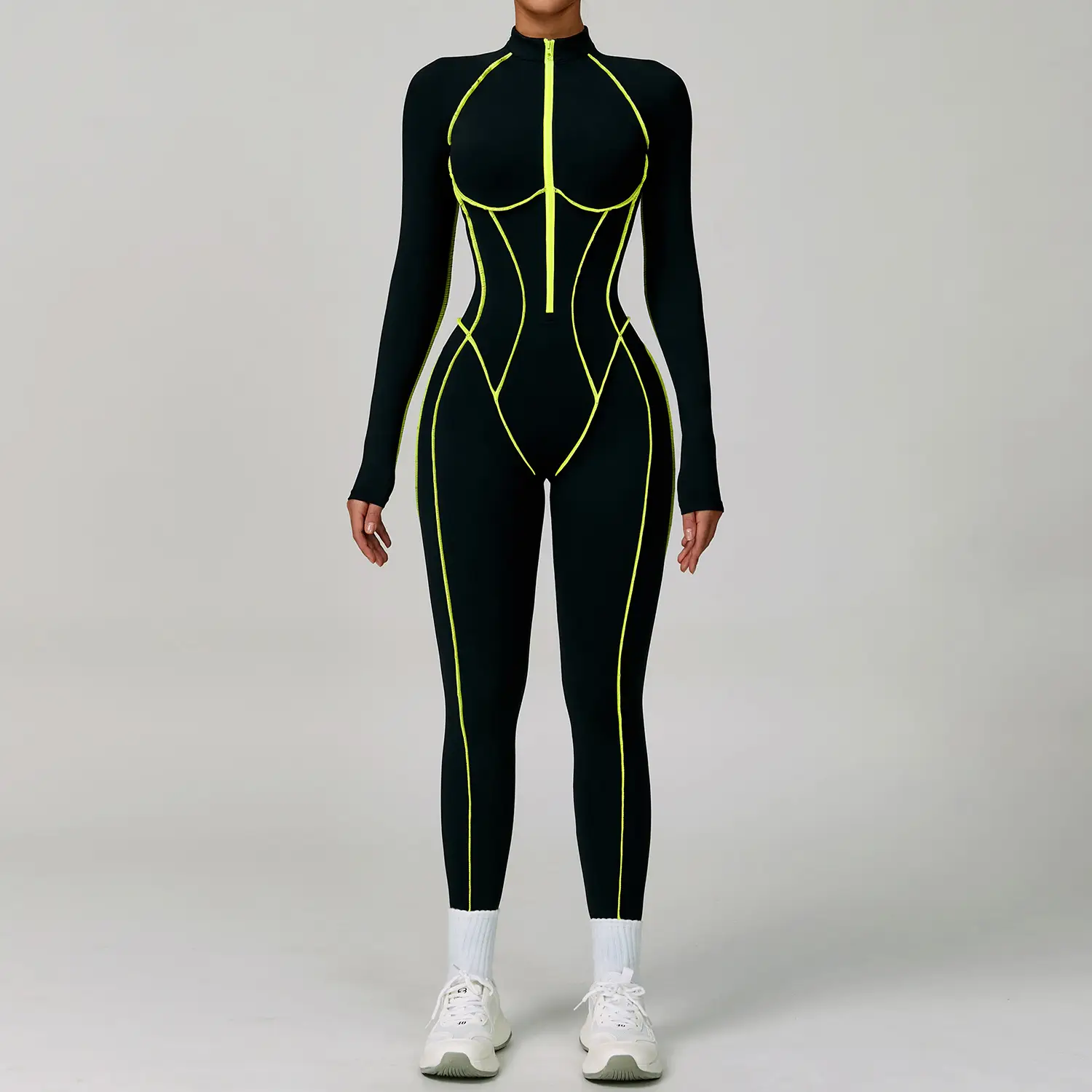 Contrast Color One-piece Quick-drying Yoga Clothes Back Tight Workout Clothes High Strength Sports Running Jumpsuit 9317