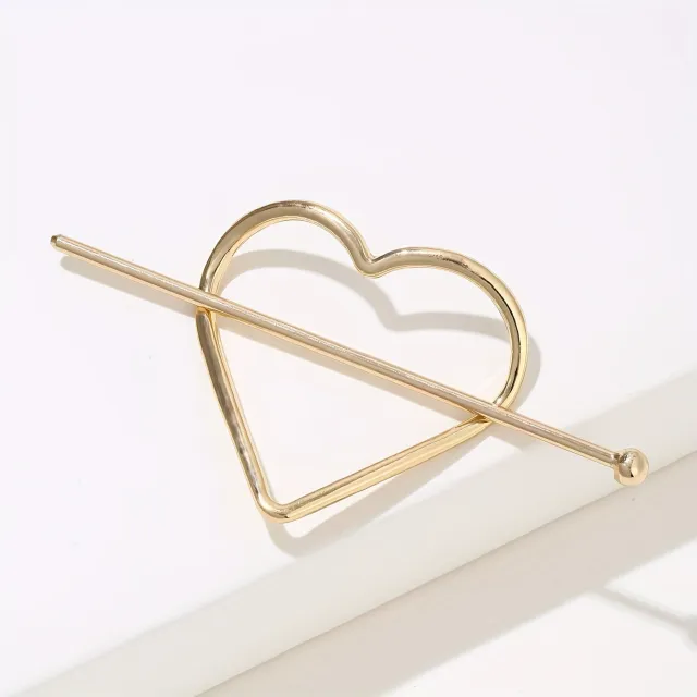 Simple Heart shaped Arrow Hairpin Gold - Shop at LoveMi