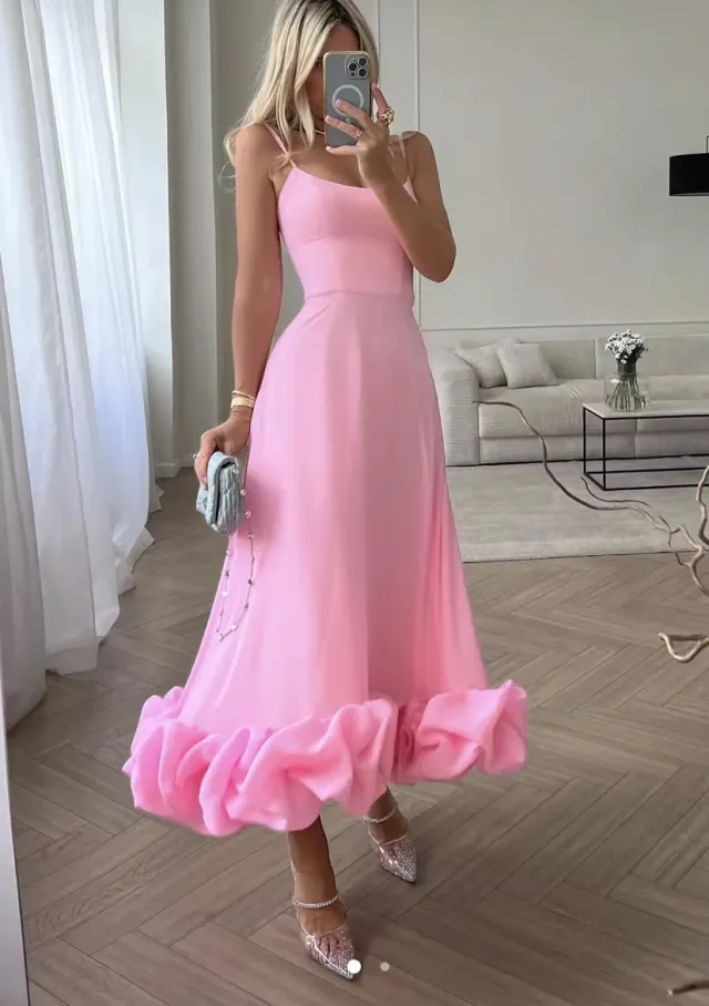 Women's Large Swing Three dimensional Flower Line Skirt Pink - Shop at LoveMi