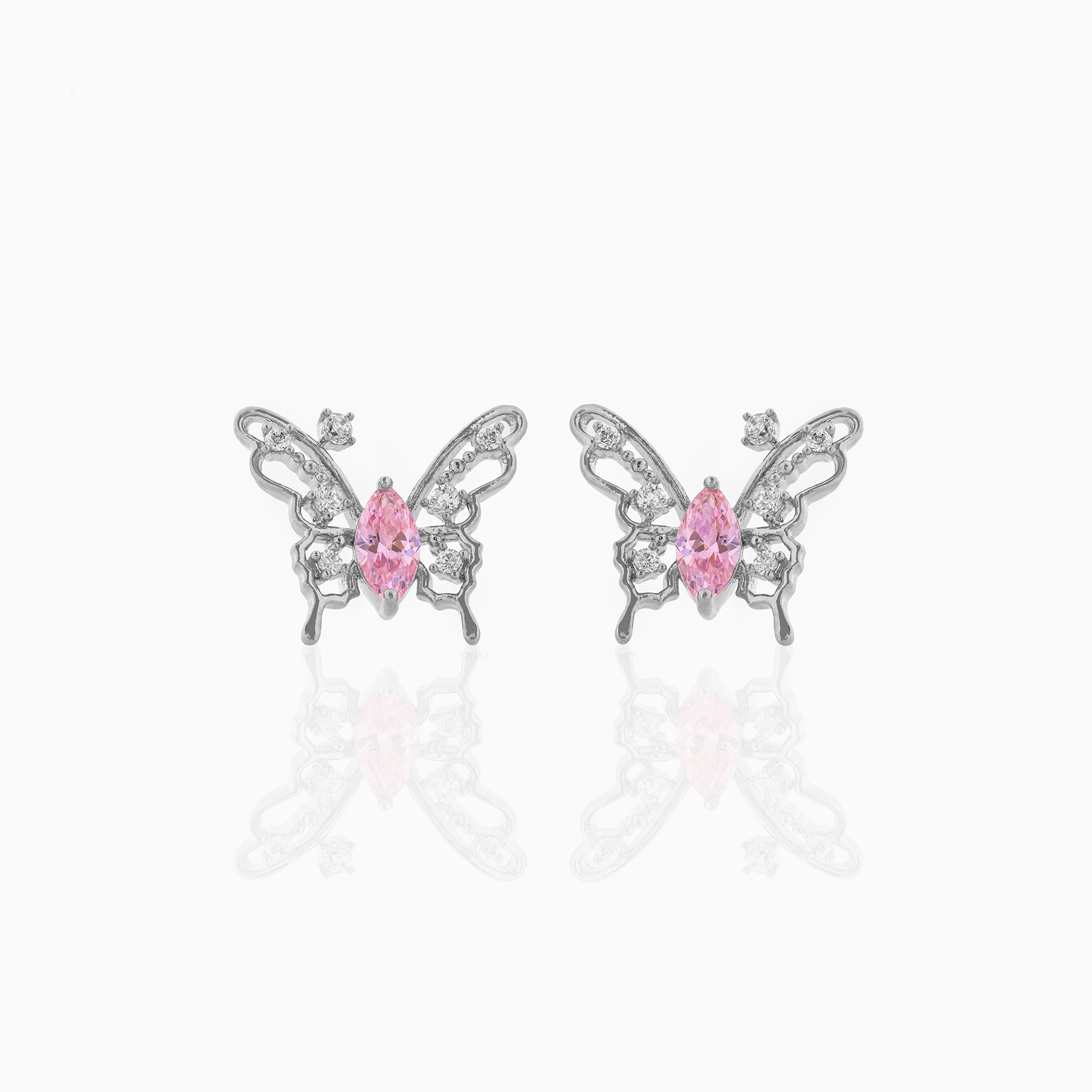 Hollow Out Butterfly Studs Micro Inlaid Zircon Sterling Silver