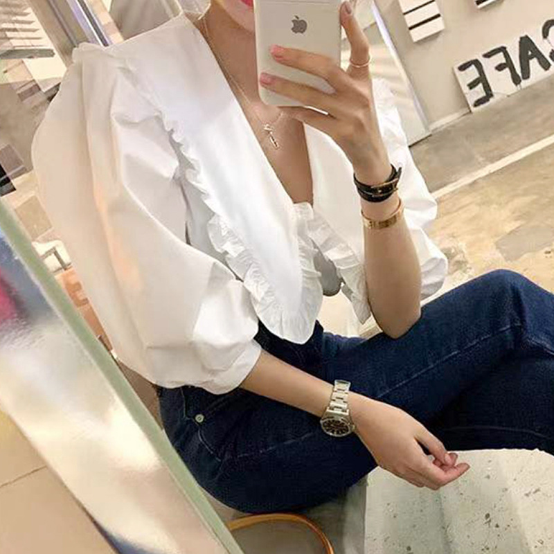 Puff Sleeve Short Shirt Top For Women