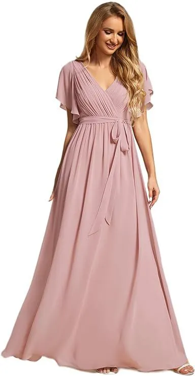 Chiffon Pure Color Mesh Dress Dusty Rose - Shop at LoveMi