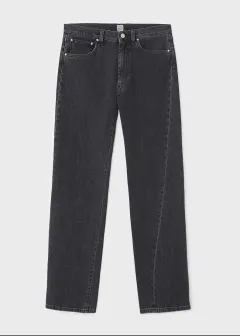 European And American High Waist Stretch Twisted Straight Cropped Jeans - Grey - View 1