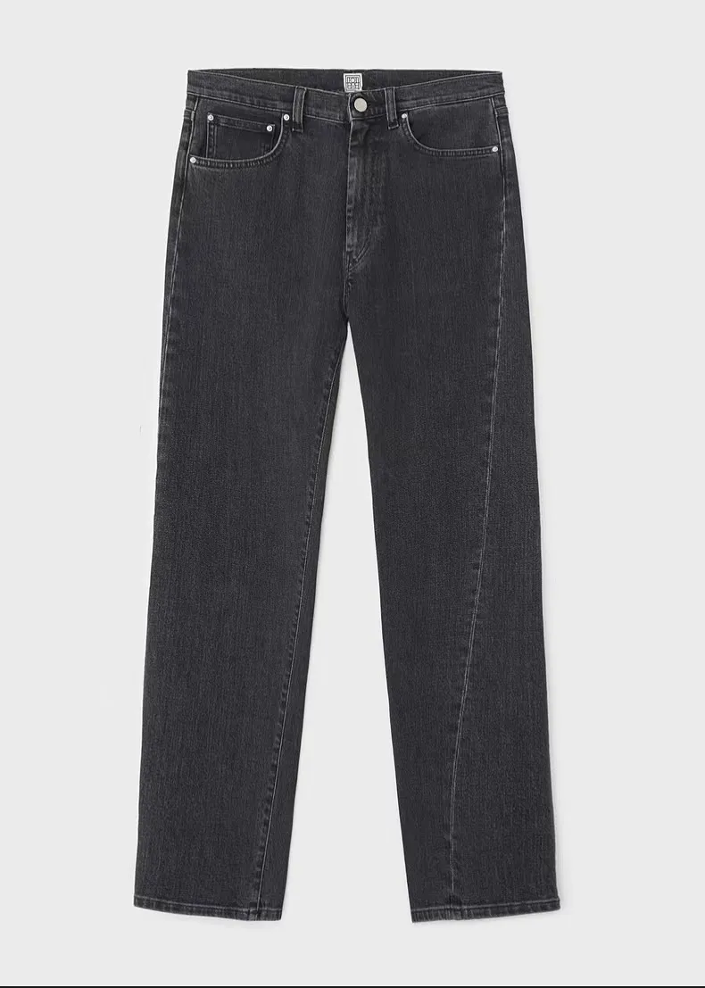 European And American High Waist Stretch Twisted Straight Cropped Jeans - Gray