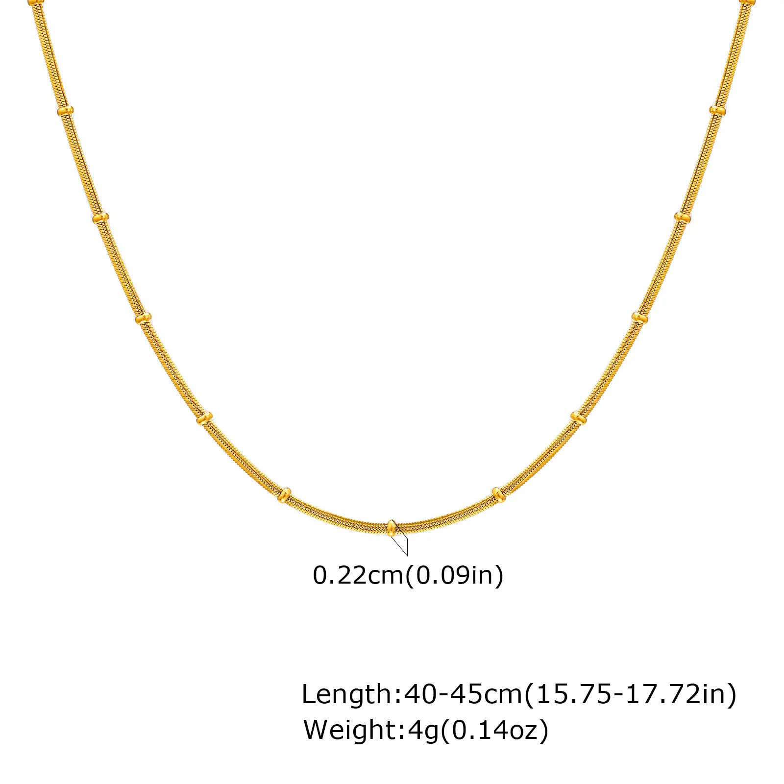 Gold Stainless Steel Flat Snake Clip Beads Bracelet