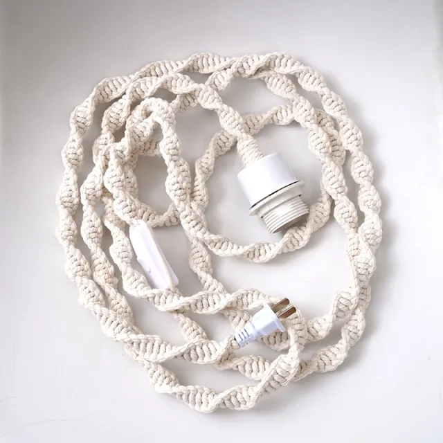 Bohemian Hand woven Lampshade Tassel Decoration Bedroom Cotton Thread Woven Plug In Type 180Cm - Shop at LoveMi