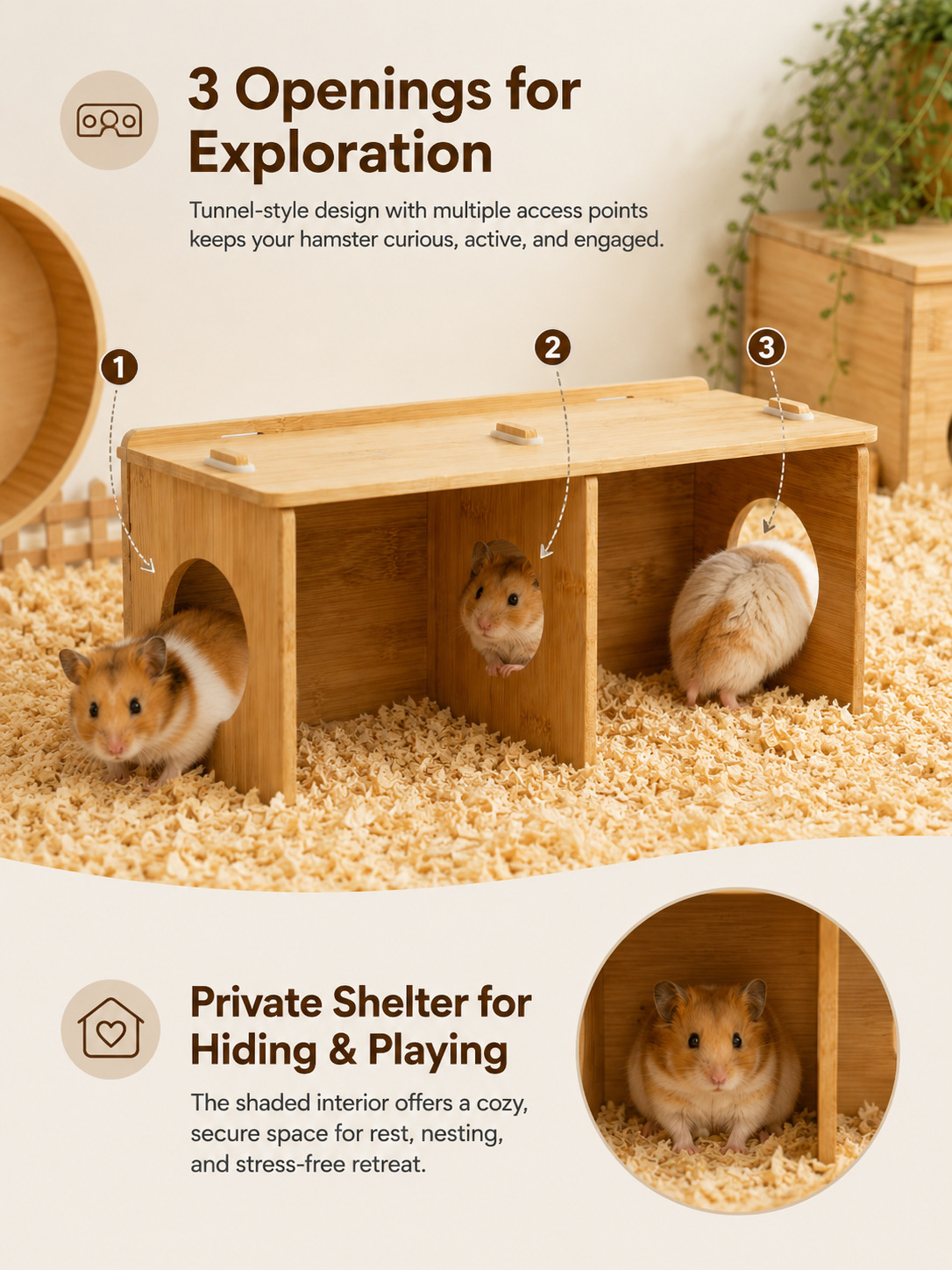 Hamster Squirrel Solid Wood Hideout Hedgehog Wooden House detail photo 4