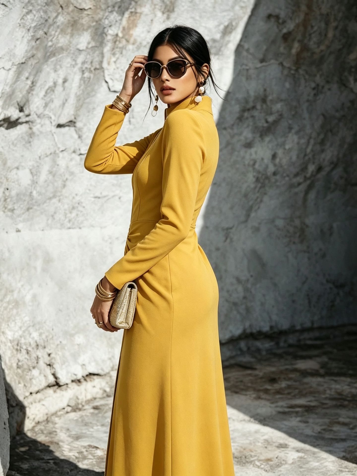 Women's Long-Sleeve Zip-Up Dress - Slim Fit Elegant