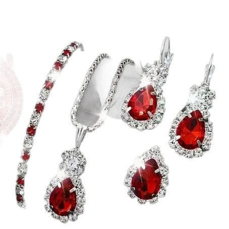 Crystal Necklace, Earring & Ring Set