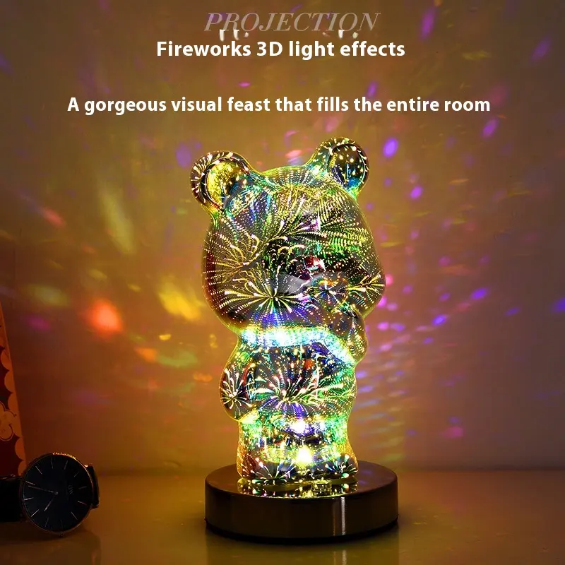 3D Glass Multicolor Fireworks Finger Bear USB