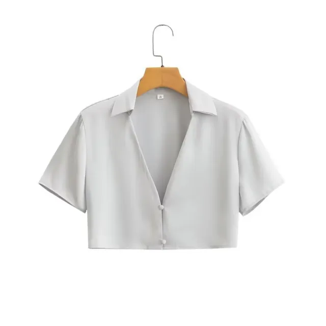 Women's New Silk Satin Short Sleeve Shirt Skirt Suit Shirt M - Shop at LoveMi