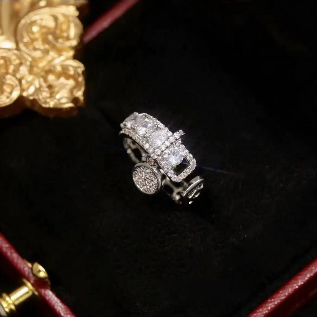 Micro-pave Zircon Tassel Clasp Ring