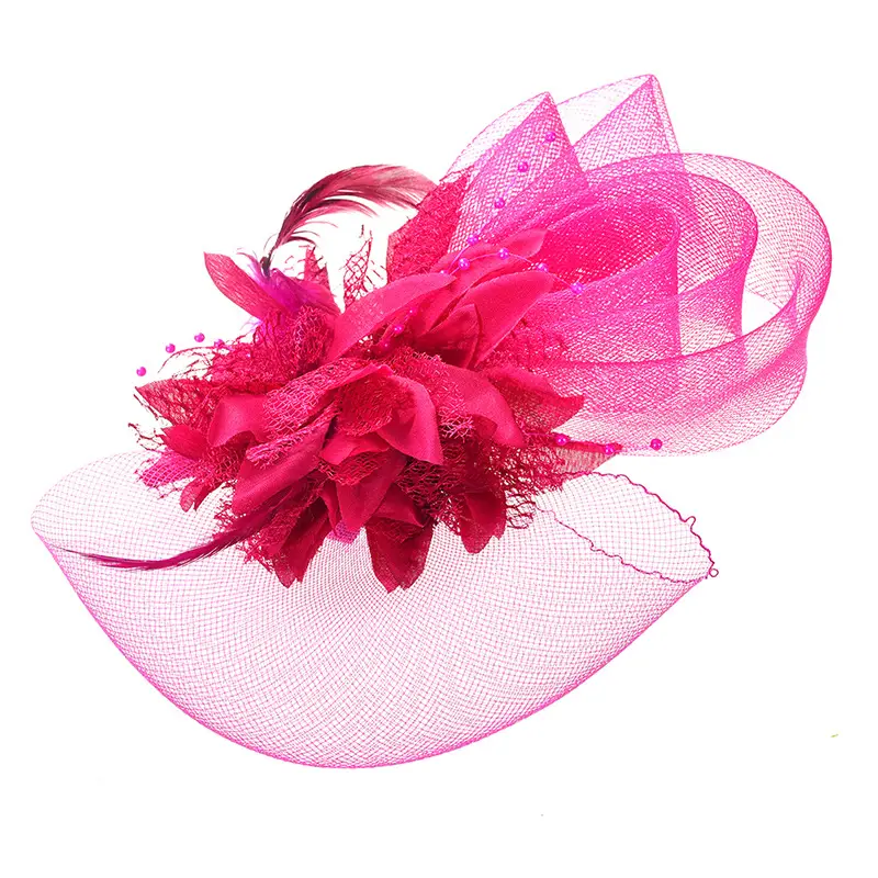 Bridal Feather Mesh Head Flower