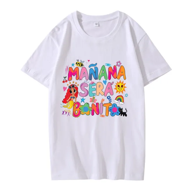 Cartoon Mermaid Print Women's Round neck Short Sleeve White - Shop at LoveMi