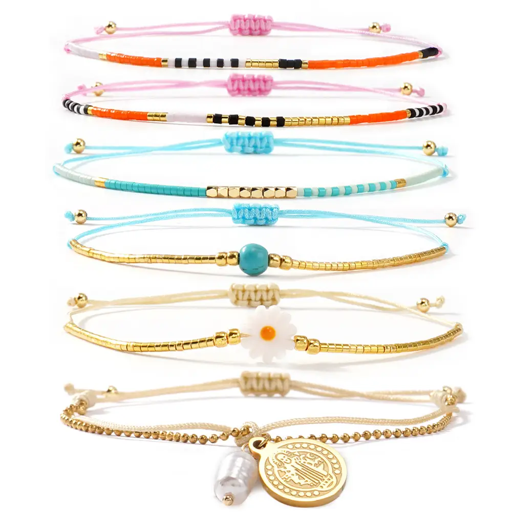 Bohemian Five-piece Beach Bracelet In Yellow