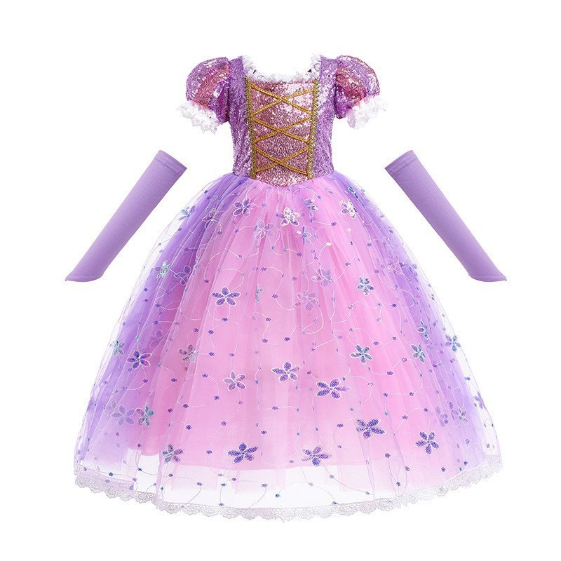 Cross-border Foreign Trade Rapunzel Dress For Children, Halloween Dress, Formal Gown, Girls Purple Tulle Dress