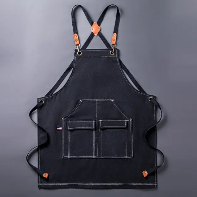 Thickened Canvas Apron Barbecue Kitchen Woodworking Work Apron Black - Shop at LoveMi