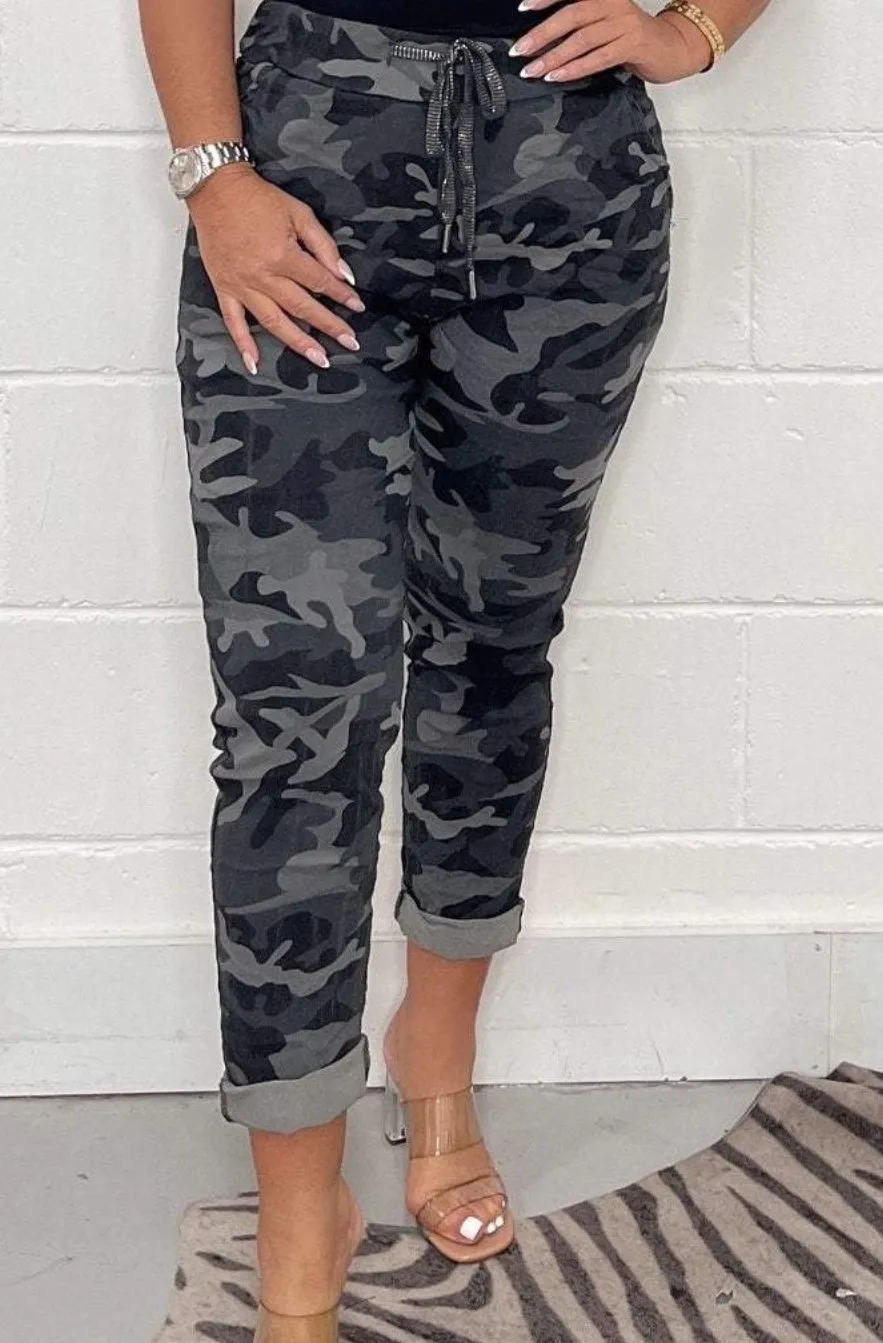 Fashion Camouflage Print Loose Casual Pants Sports Pants - Gray Camouflage
