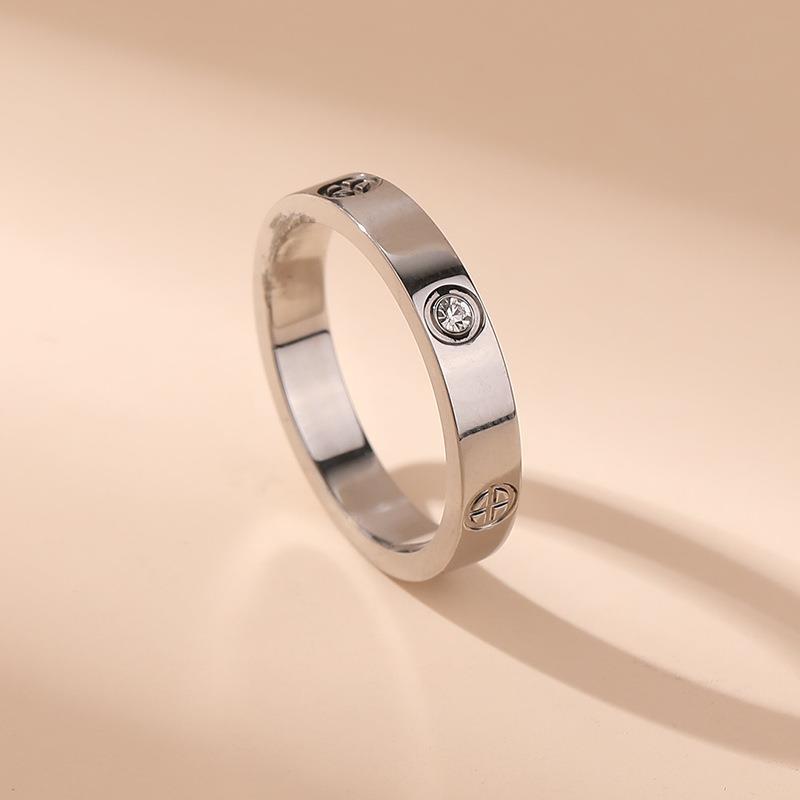 Titanium Steel Ring For Women, Female Style, Non-fading, Cold Style, Light Luxury, Diamond-embedded