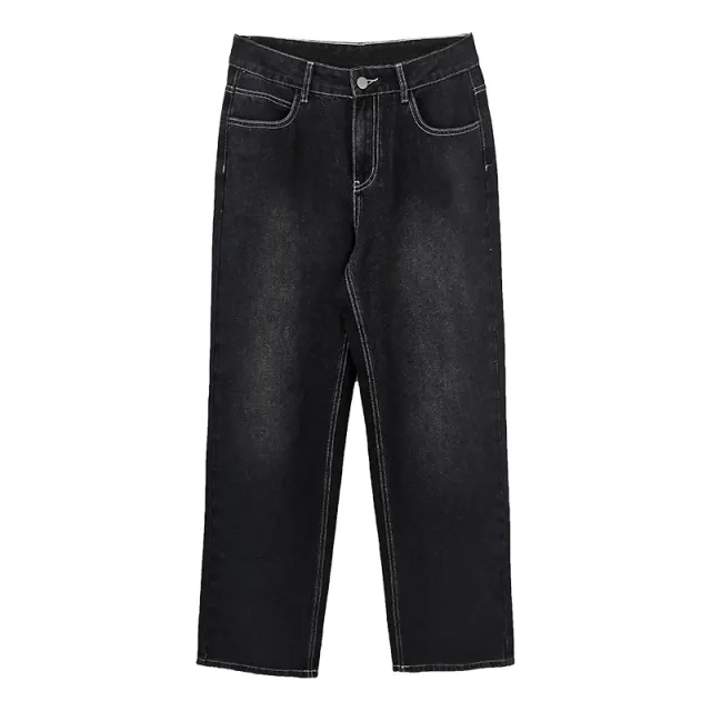 High Waist Straight Pants Washed Trousers Cotton Denim Women's Jeans With No Printed Patterns M - Shop at LoveMi