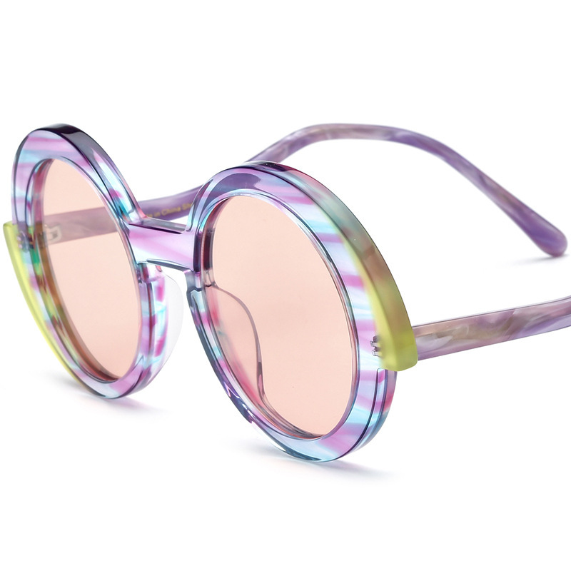 Multi-color Board Large Round Sunglasses For Men And Women