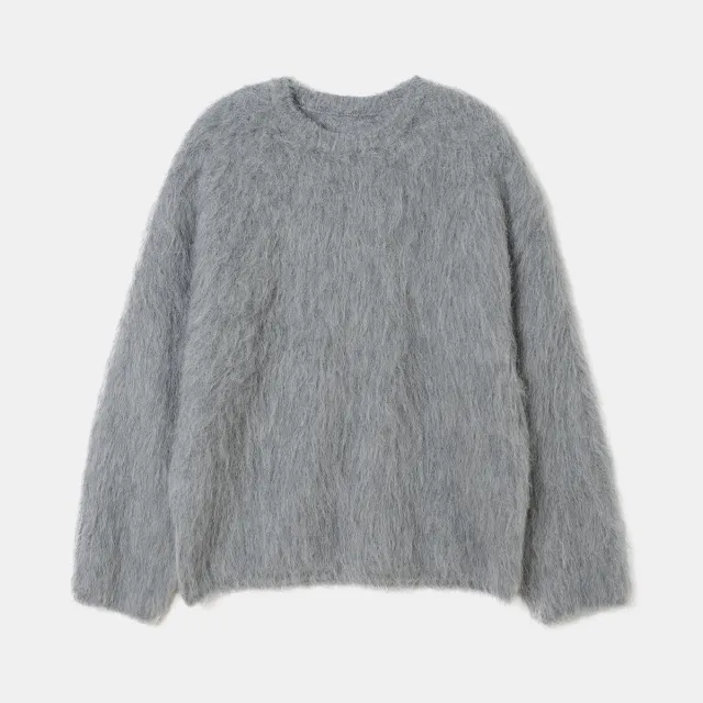 High end Niche Alpaca Round Neck Wool Sweater Light Gray - Shop at LoveMi
