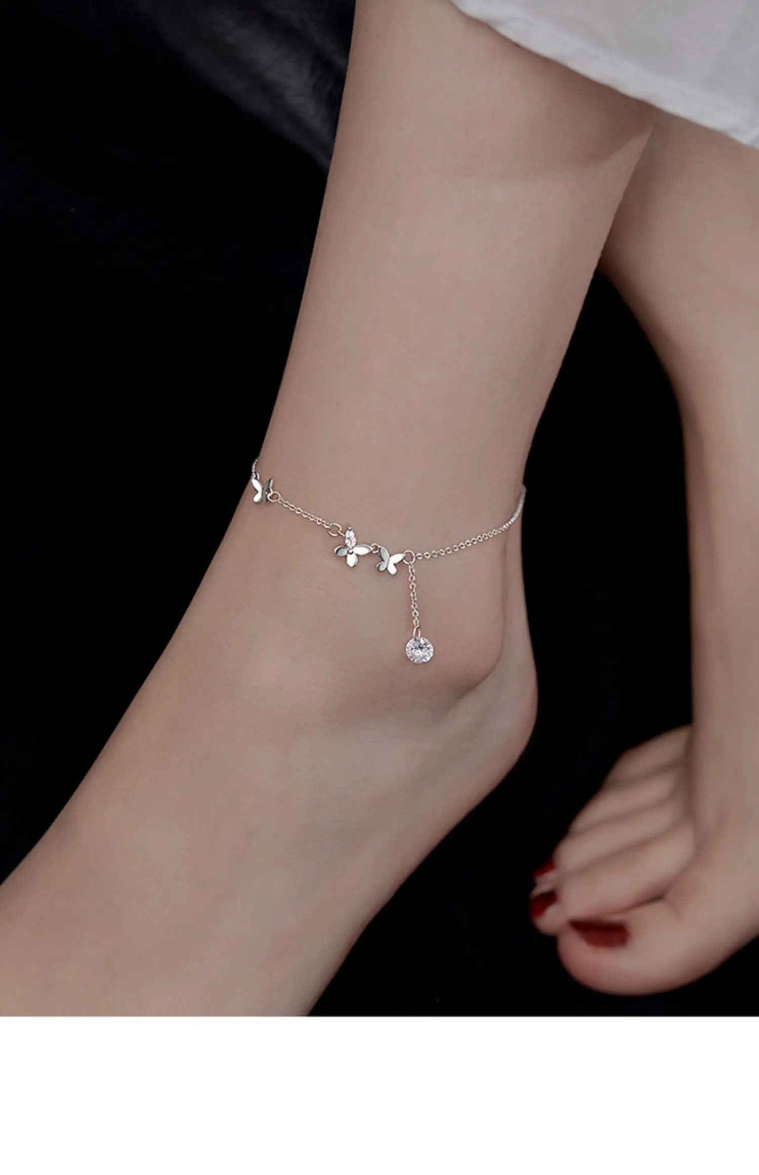 S925 Sterling Silver Butterfly Anklet For Women Special-interest Design