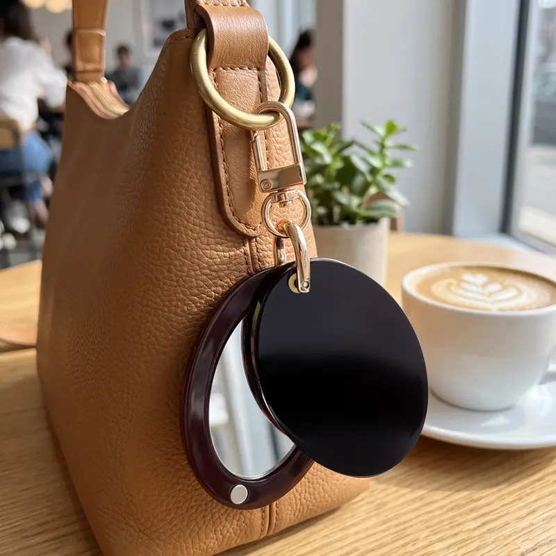 Folding Acetic Acid Oval Makeup Mirror Bag