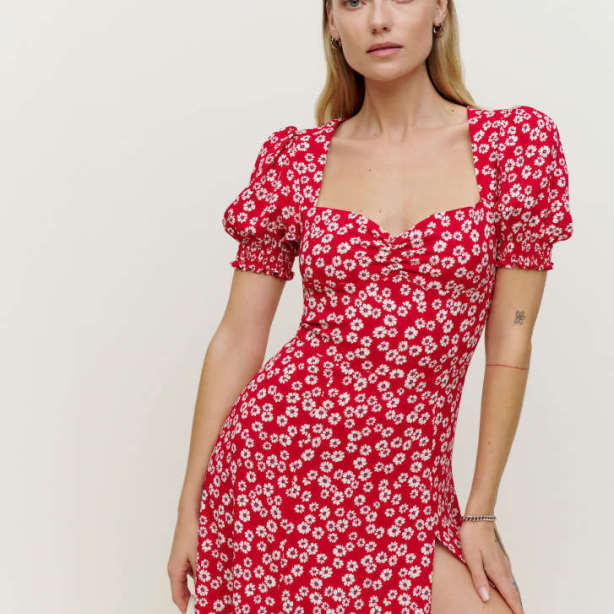 Women's Floral Print Slit Long Dress