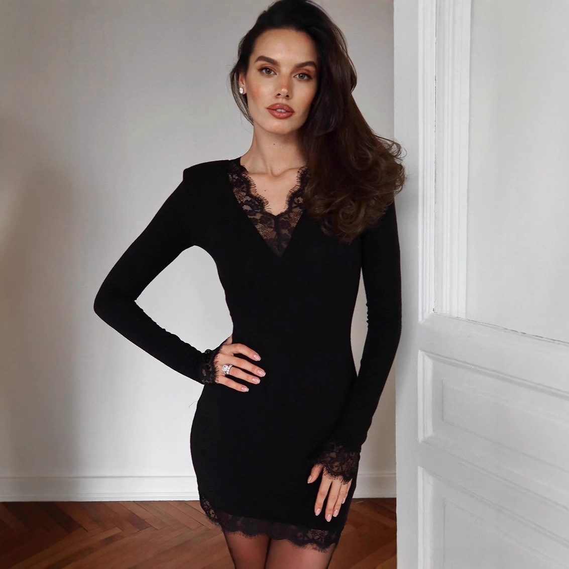 Sexy Lace V-Neck Dress For Women