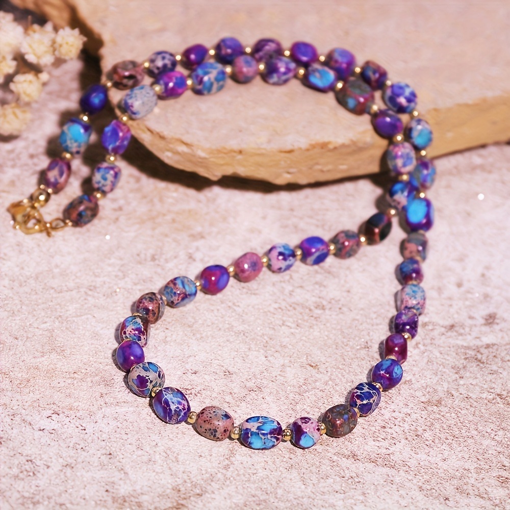 Fashionable And Elegant Necklace Featuring Purple Natural Stones