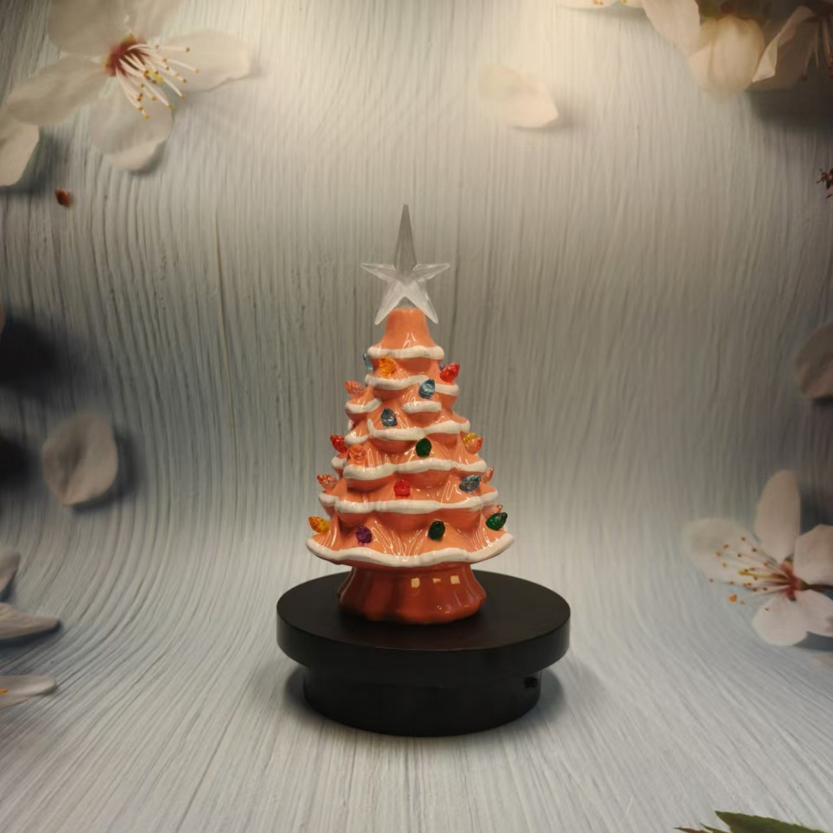 Cross-border New Independent Station Hot Selling Resin Colored Light Christmas Tree Ornaments, Desktop Christmas Decorations, Christmas Props