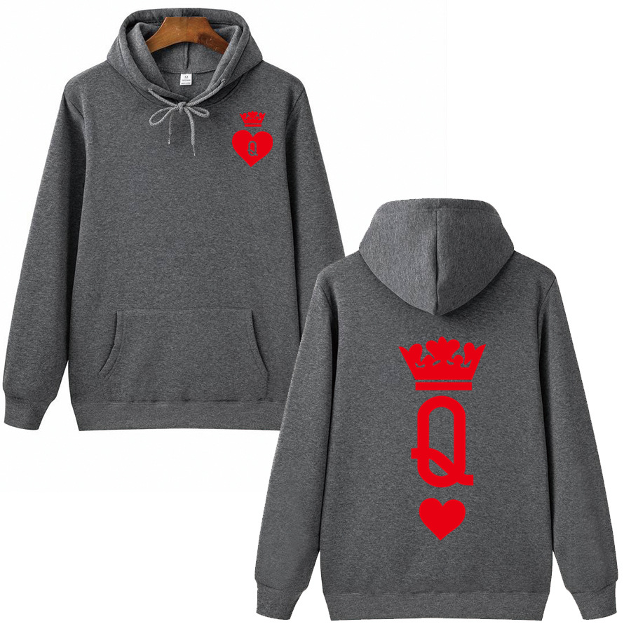 Cross-Border Foreign Trade Popular AliExpress Couple Wear Men's And Women's Crown Hooded Long-Sleeved Sweatshirt