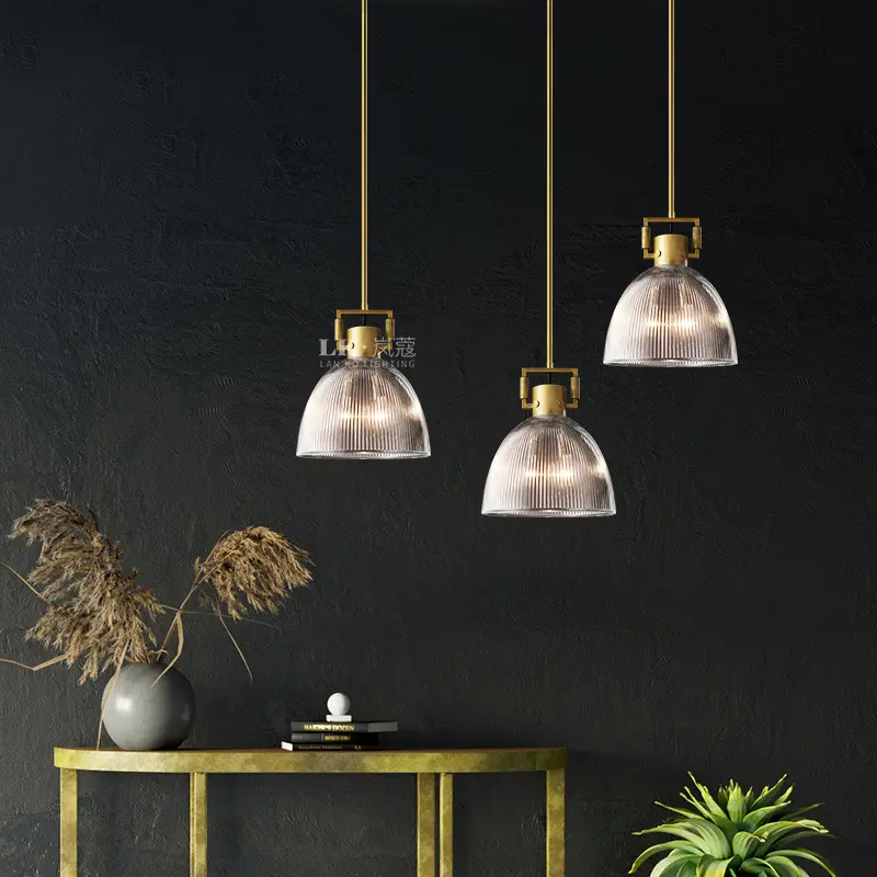 Simple American Retro Copper Restaurant Striped Glass