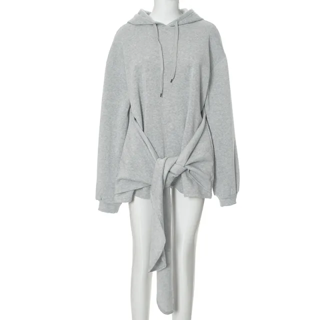 Hooded Pullover Loose Cool Casual Sweatshirt Women Gray - Shop at LoveMi