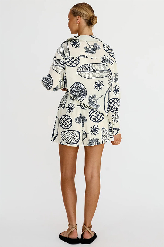 Early Autumn Casual Premium Fruit Printed Shorts Cardigan Suit