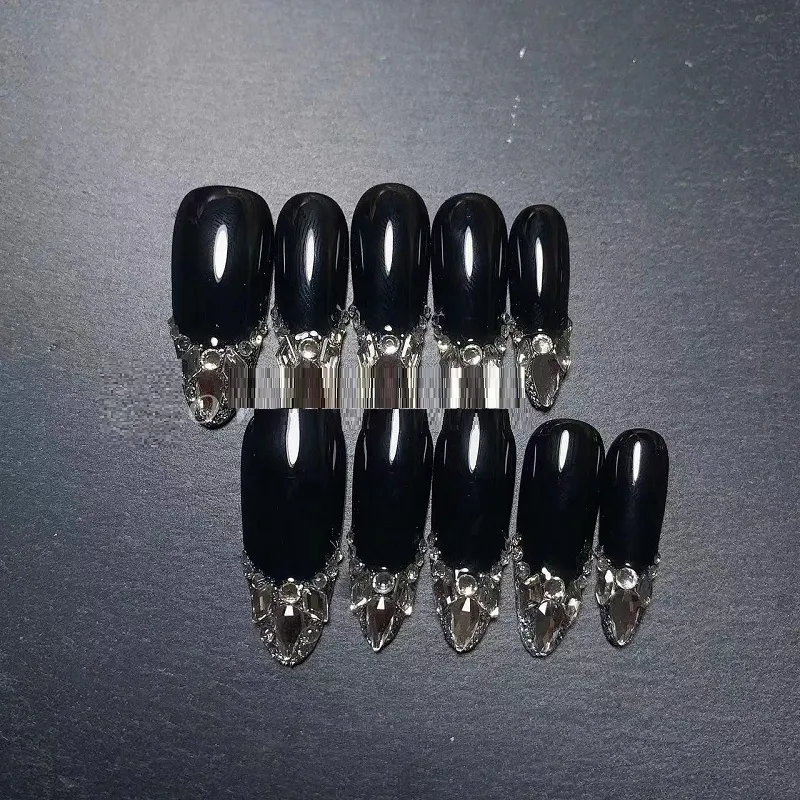Black Full Diamond French Style Long Armor Handmade High-end Wear Armor - Black