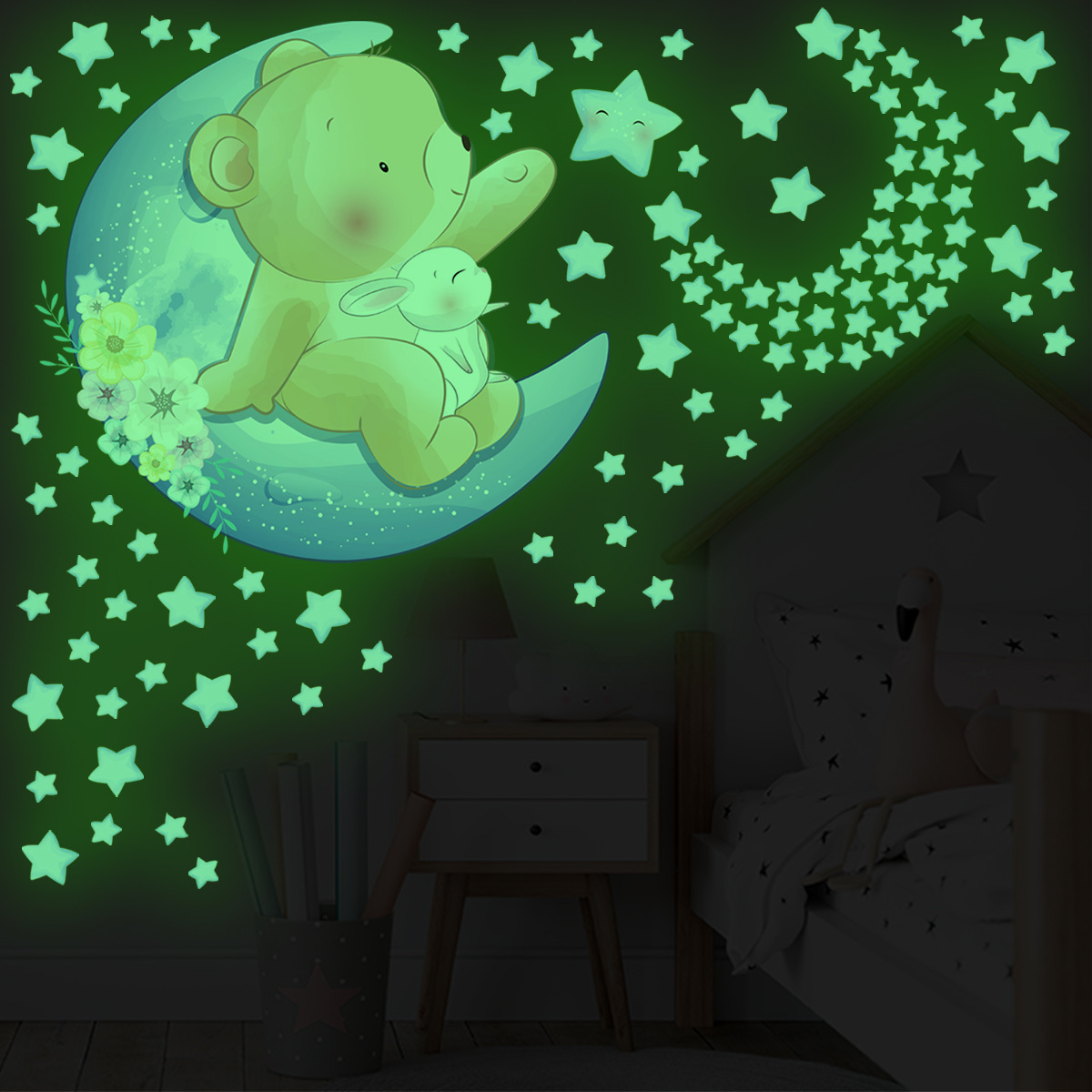 Title 1, Luminous Stars Cartoon Animal Living Room Bedro...