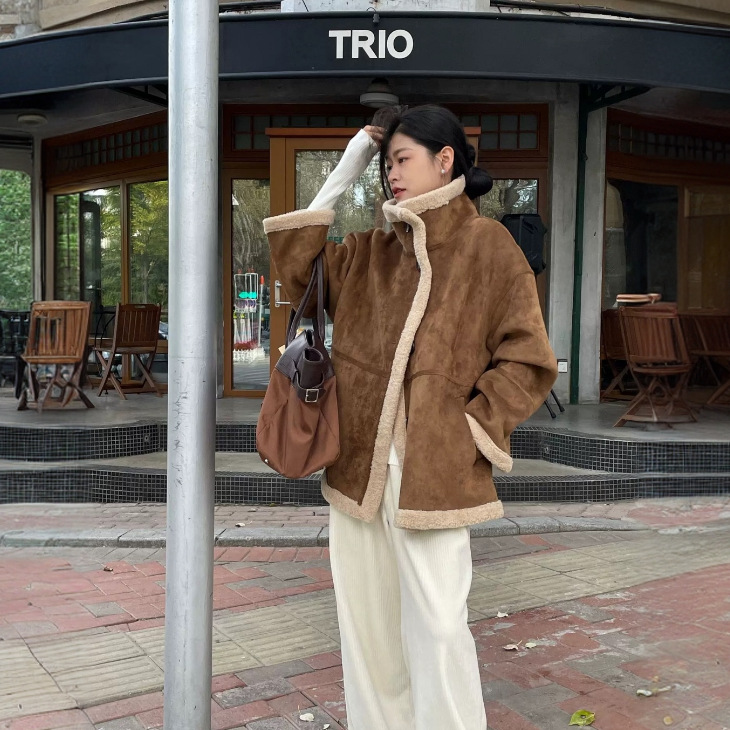 New Stylish Loose-fitting Casual Suede Velvet Jacket