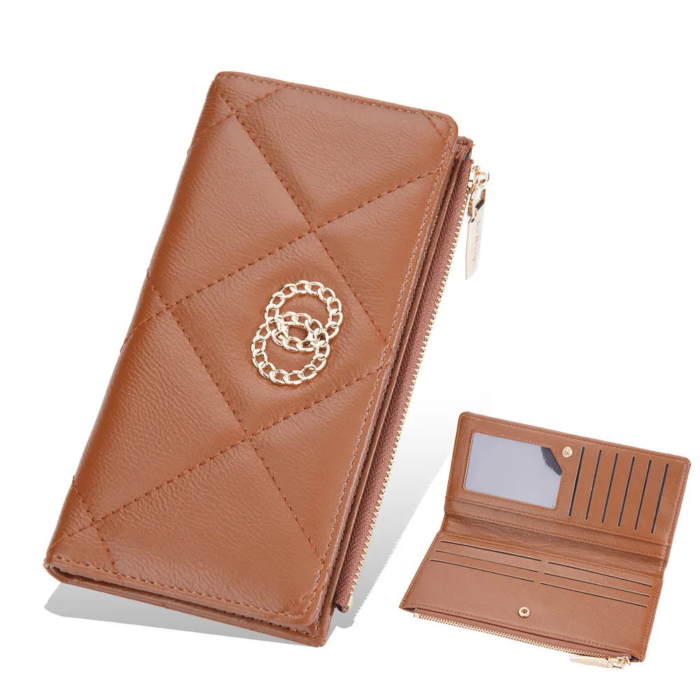 New Wallet Women's Long Zipper Coin Purse Multi Card Slots Wallet Women's Korean Clutch - Brown